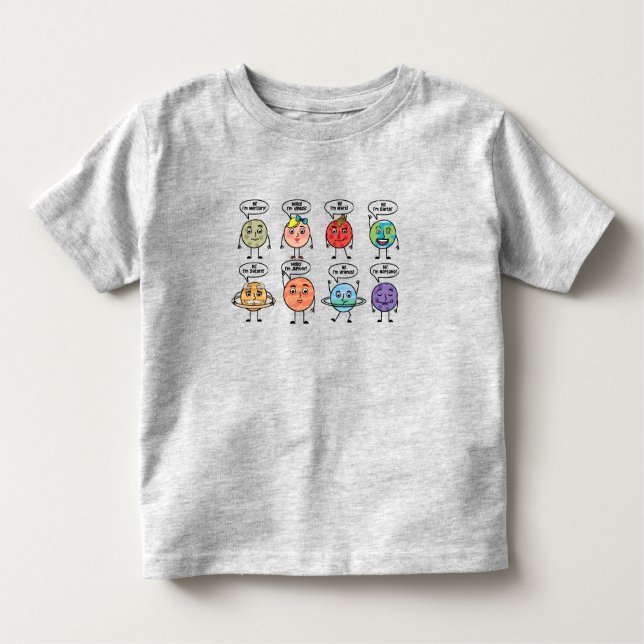 Eight Cute Planets Toddler T-Shirt (Front)