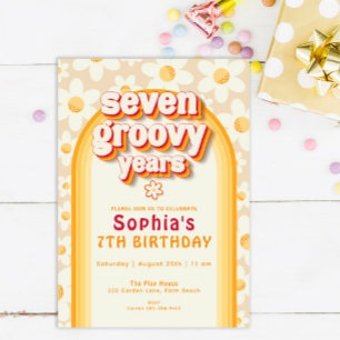 Eight Groovy Years 8th Birthday Photo Invitation  