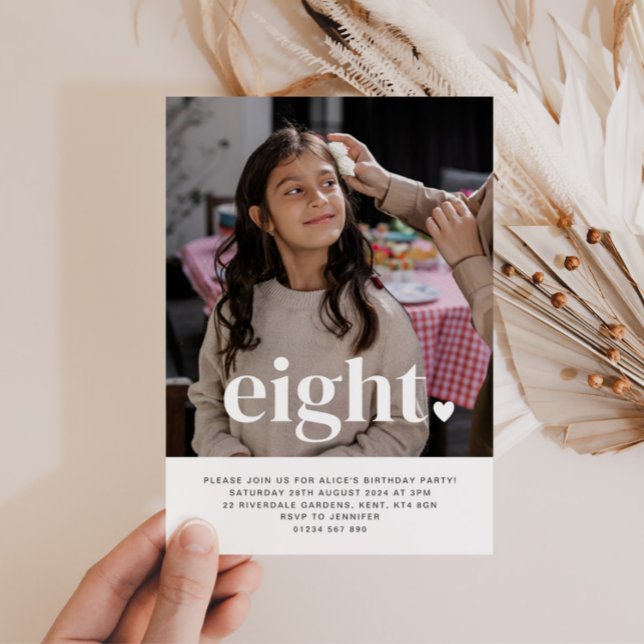 Eight Heart Photo First Birthday Invitation  (Creator Uploaded)