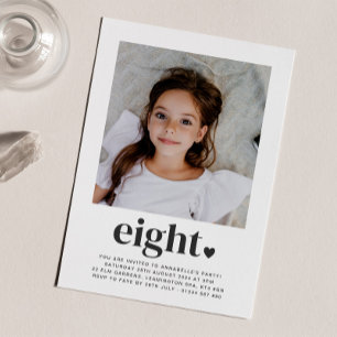 Eight Heart - Square Photo Birthday Invitation