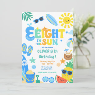 Eight in the Sun Beach Birthday Party Invitation