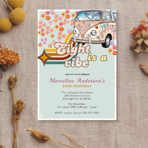 Eight is a Vibe Daisy Van Floral 8th Birthday Invitation