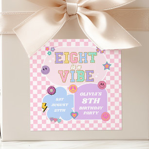 Eight Is A Vibe Preppy Patch 8th Birthday Party Square Sticker