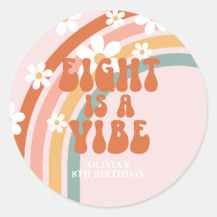 Eight is a Vibe Retro rainbow 8th birthday Classic Round Sticker