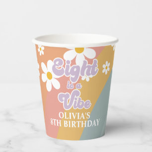 Eight is a Vibe Retro Rainbow Paper Cups