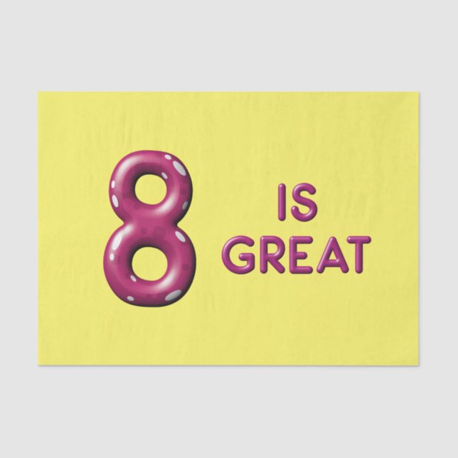 Eight is Great Balloon Number Birthday Tissue Paper (Front)