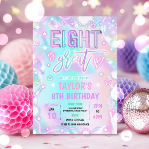 Eight Is Great Neon Glow 8th Birthday Party Invitation