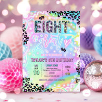 Eight Is Great Rainbow Leopard Print 8th Birthday