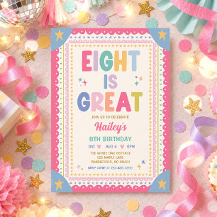 Eight Is Great Whimsical Girl 8th Birthday Party Invitation