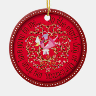 EIGHT MAIDS A MILKING CERAMIC TREE DECORATION