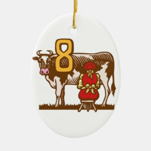 Eight Maids a-Milking Ceramic Tree Decoration