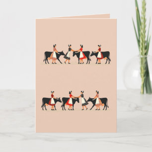 Eight Maids A Milking Cut-Out Stencil-Style 4 Holiday Card