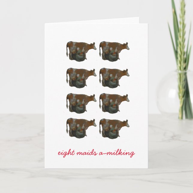 Eight Maids A-Milking Holiday Card (Front)