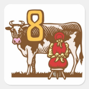 Eight Maids a-Milking Square Sticker