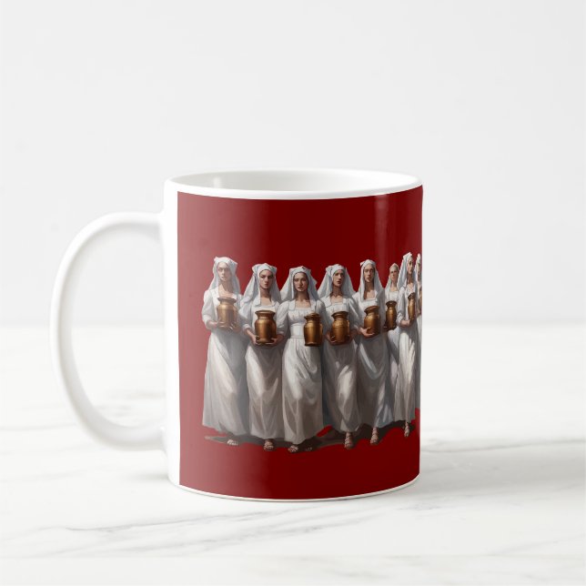 Eight Maids Milking Cut Out Coffee Mug (Left)