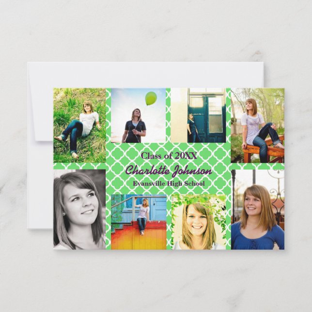 Eight/Nine Photos Lime - 3x5 Grad Announcement (Front)