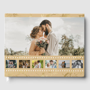 Eight Photo Collage Movie Inspire Gold Foil Couple Guest Book
