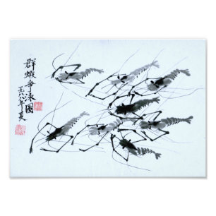 "Eight Shrimps" in Chinese ink painting Photo Print