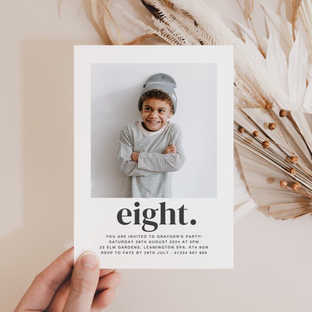 Eight Square Photo First Birthday Invitation (Creator Uploaded)