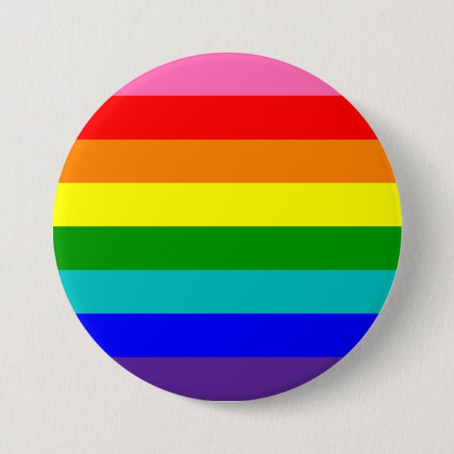 Eight Stripe Rainbow Pride Flag 7.5 Cm Round Badge (Front)