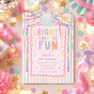 Eight Times The Fun Whimsical Girl 8th Birthday Invitation