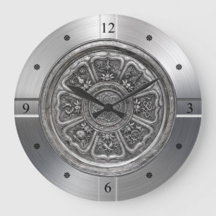 Eight Treasure Pattern Silver Plate ~ (八寳紋銀盤) ~ Large Clock