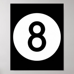 Eightball Black Number Eight Pool Snooker Ball Poster