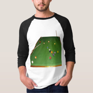 Eightball Table With Balls And Cues, Raglan Tshirt