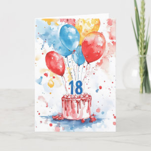 Eighteen Birthday Cake Colourful Holiday Card