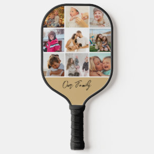Eighteen Photo Collage Simple Family Name Pickleball Paddle