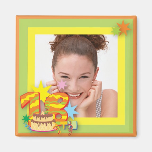 Eighteenth Birthday Photo Frame Magnet (Front)