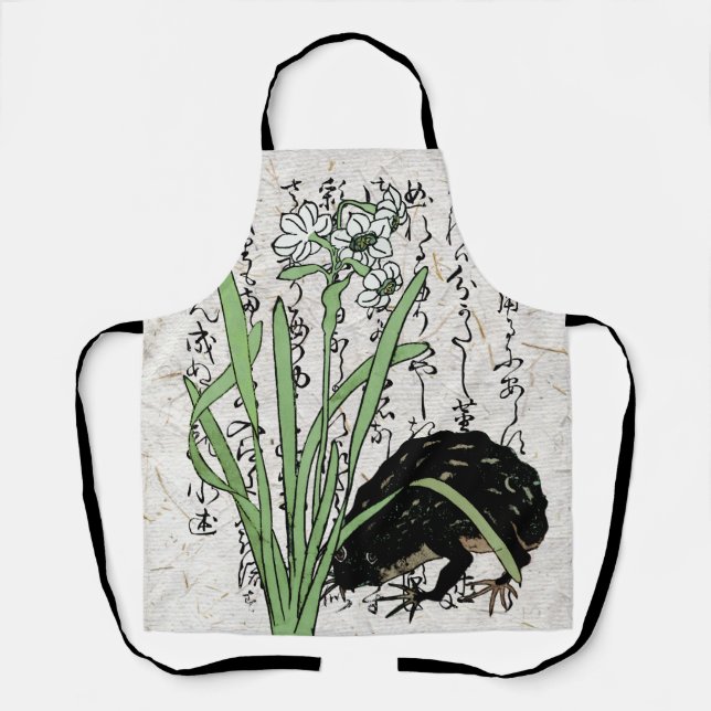 Eighteenth Century Japanese Botanical Frog Toad  Apron (Front)