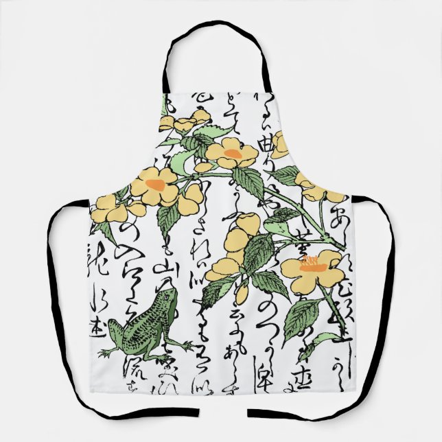 Eighteenth Century Japanese Botanical Frog Toad  Apron (Front)