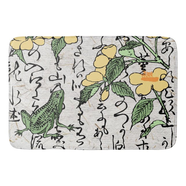 Eighteenth Century Japanese Botanical Frog Toad  Bath Mat (Front)