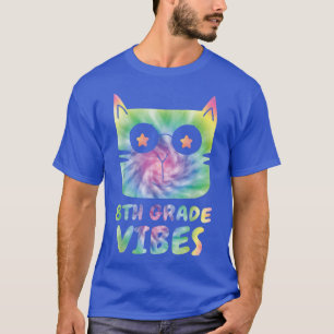 Eighth 8th Grade Vibes Cute Tie Dye Cat Kitty Boy T-Shirt