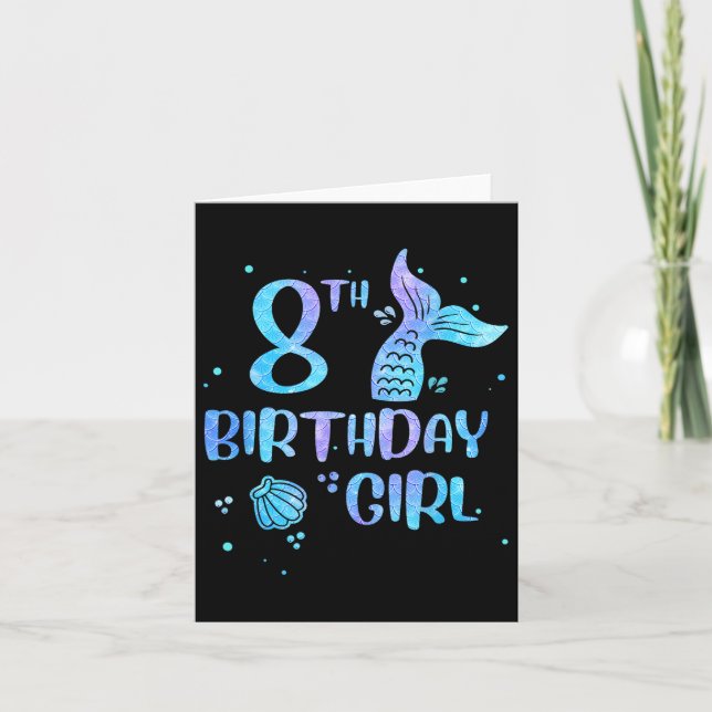 Eighth Birthday Girl Mermaid 8th Toddlers Back To  Card (Front)