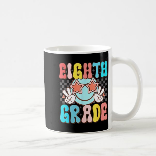 Eighth grade retro groovy smile face 8th grade coffee mug (Right)