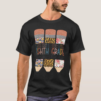 Eighth Grade Teacher  Leopard Pencil Back To Schoo T-Shirt