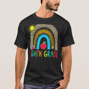 Eighth Grade Teacher Leopard Rainbow 8th Grade Tea T-Shirt