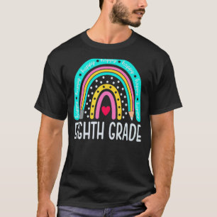 Eighth Grade Teacher Leopard Rainbow 8th Grade Tea T-Shirt