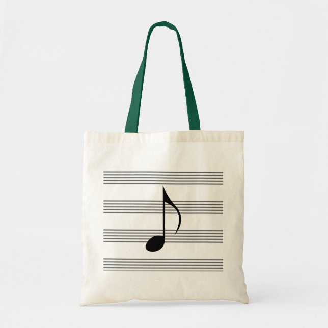Eighth note on music staff / musical stave stripes tote bag (Front)