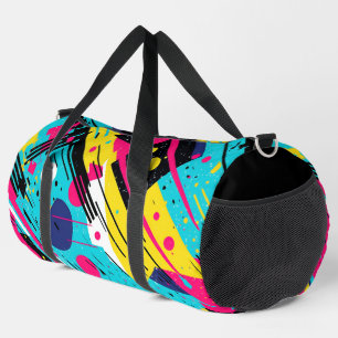 Eighties 80's Retro Geometric Pattern Duffle Bag