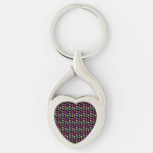 Eighties Black Retro Neo heart shape Keychain