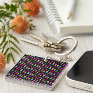 Eighties Black Retro Neon Style Acrylic Keychain