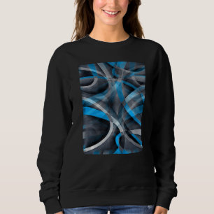 Eighties Cerulean Blue On Grey Abstract Strip Patt Sweatshirt