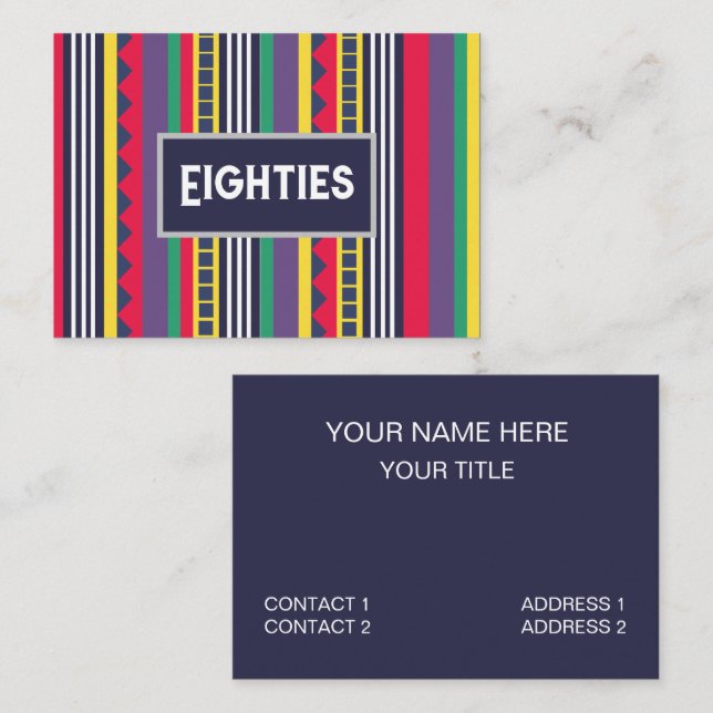 Eighties Colourful Stripes 80s Business Card (Front/Back)