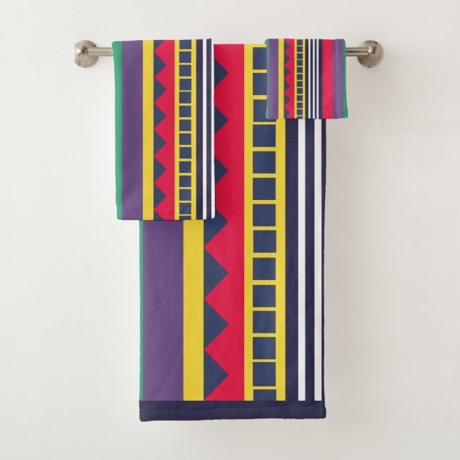 Eighties Colourful Stripes  Bath Towel Set (Insitu)