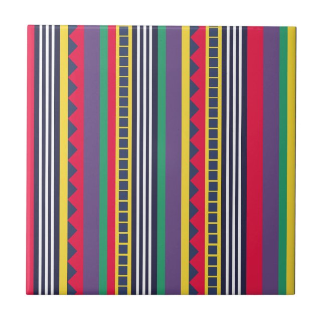 Eighties Colourful Stripes Pattern Eighties  Tile (Front)