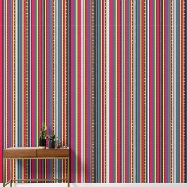 Eighties Colourful Stripes Pattern Eighties  Wallpaper (Hallway)