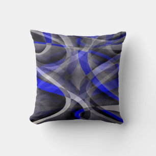 Eighties Groovy Royal Blue and Grey Arched Line Pa Cushion